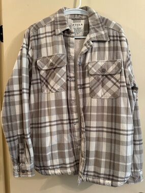P'tula Cream & Taupe Plaid Sherpa-Lined Shacket